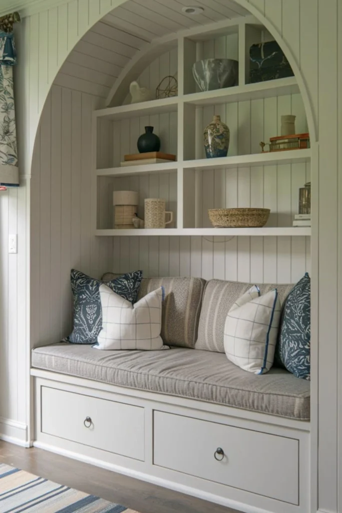 Cozy built-in seating with hidden storage.