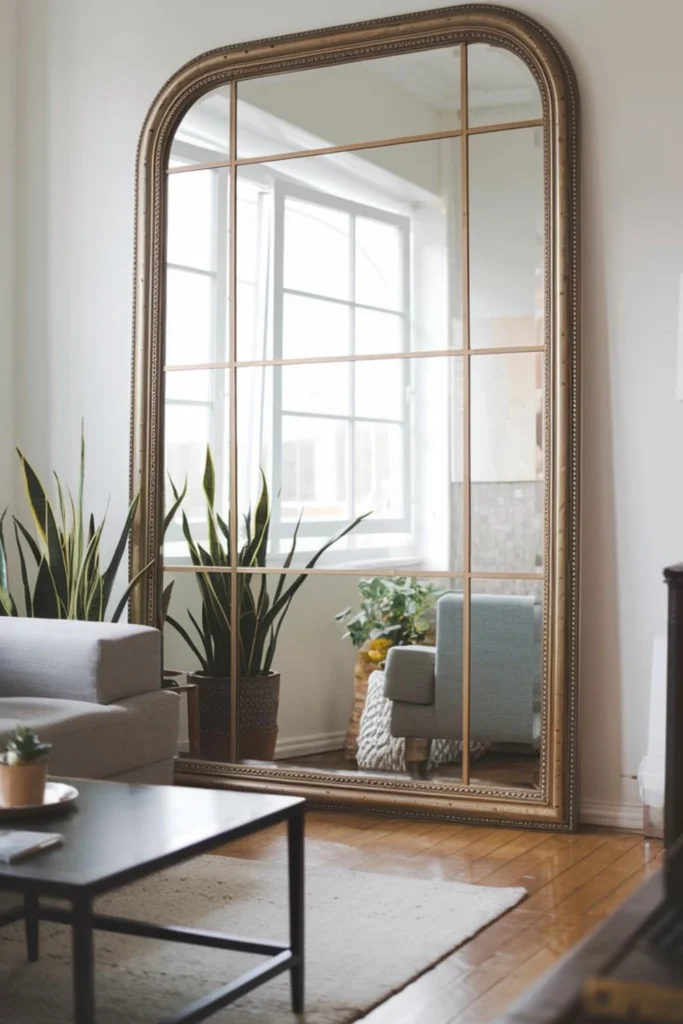 Neutral color palette in a small living/dining room.