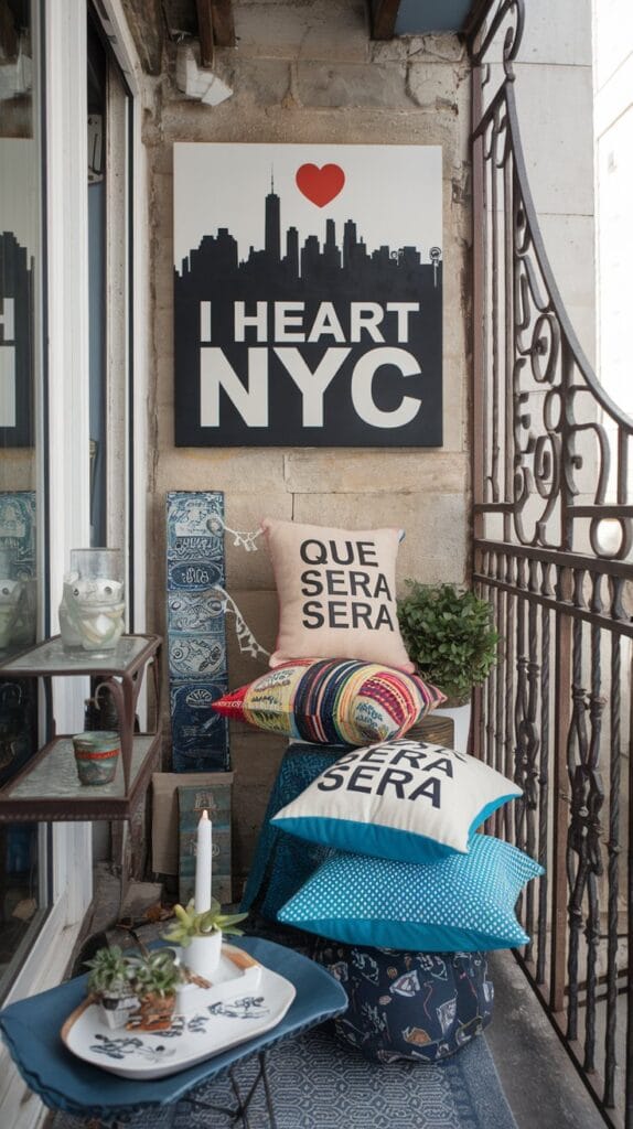 A balcony with personalized decor, creating a unique and inviting space.