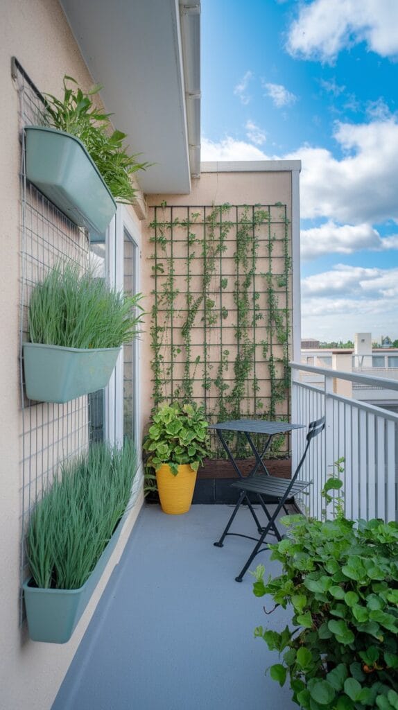 Vertical gardening on a small balcony.