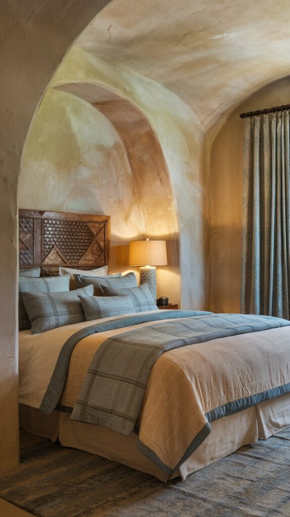 Textured wall finishes in a cozy bedroom