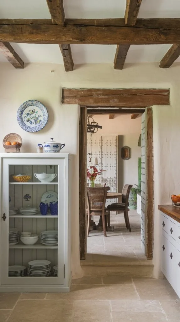 Elegant arched doorway in a Spanish kitchen framed by stucco walls.