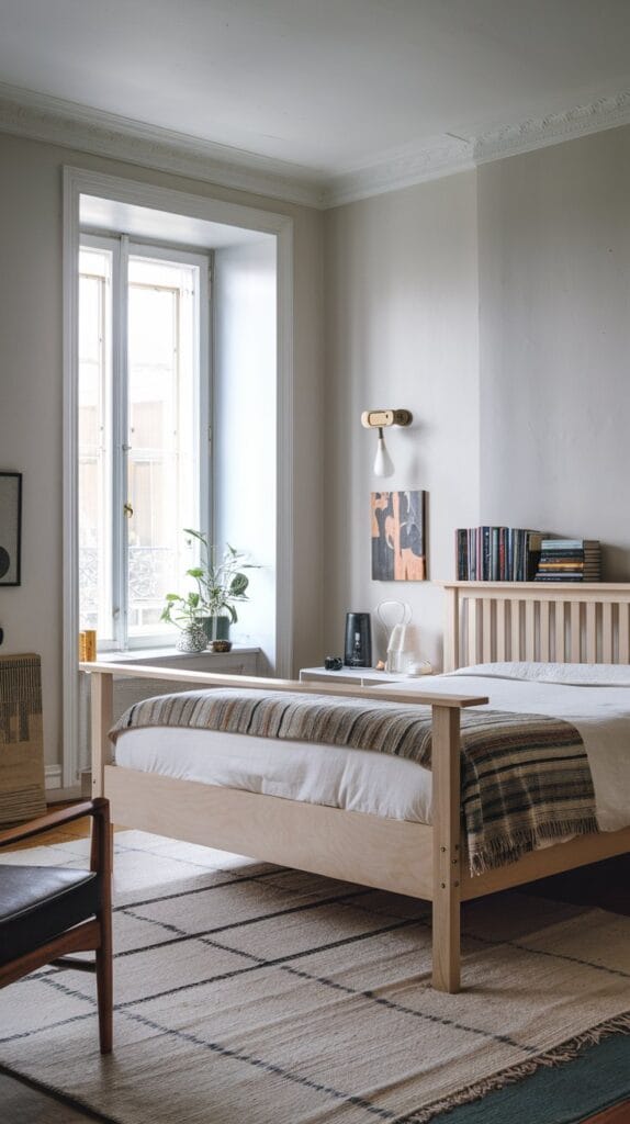Bedroom with LED strip lights accenting the bed and headboard for a modern look.