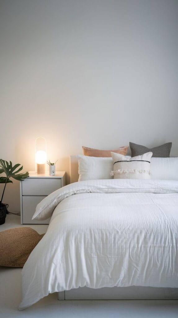 Clutter-free minimalist bedroom with only essential furniture.